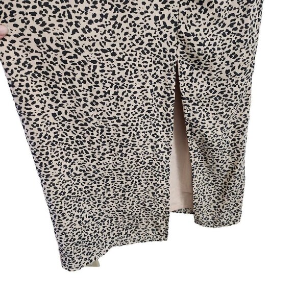Abercrombie & Fitch Midi Dress Small Smocked‎ Leopard Print Ruffled Slit Boho - Picture 5 of 11